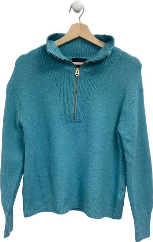 J.Crew Teal Half-Zip Sweater UK S Fleece Fabric Down Fabric Feather Fabric