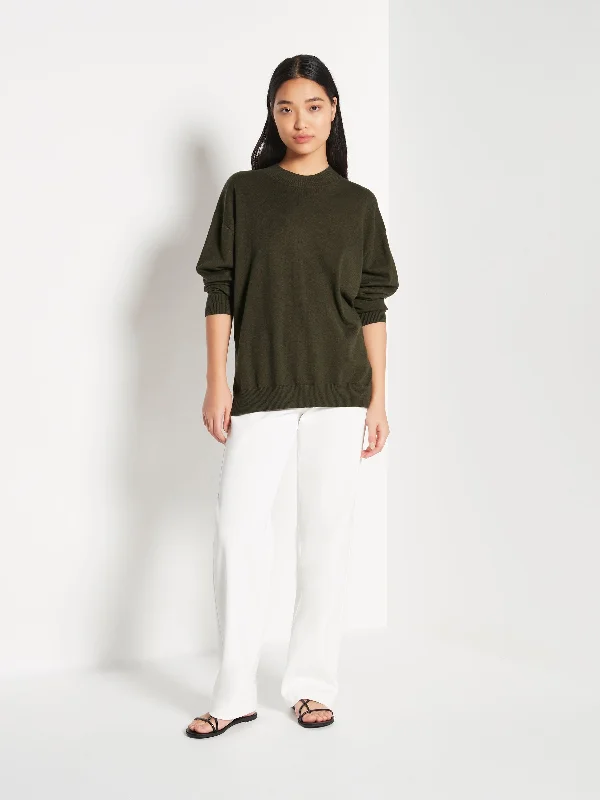 JHL Crew Sweater (Cotton Cashmere) Spruce Tailored Straight A-Line