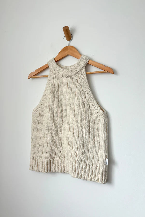 Le Bon Shoppe Claire Cotton Sweater Tank Natural Handmade Hand-knitted Hand-woven