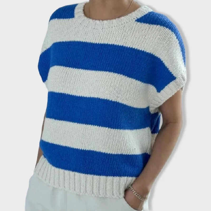 Le Bon Shoppe Pierre Cotton Sweater French Blue Stripe Fleece Sweater Nylon Polyester