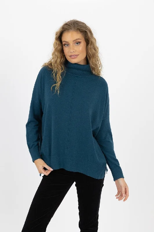 Monique Turtleneck Sweater in Ocean Blue HW24208  by Humidity Lifestyle Sweater Knitwear Pullover