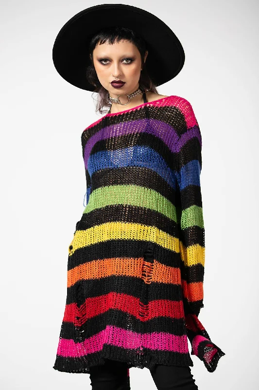 Over The Rainbow Knit Sweater Anti-Pilling Anti-Shrink Durable