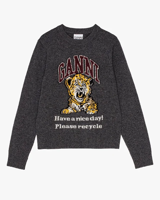 Graphic Wool Mix Tiger Sweater Wool Sweater Cotton Sweater Cashmere Sweater