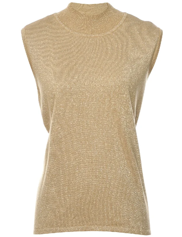 Sweater Lurex Thread Pattern Vest - M Sequined Glittery Shiny