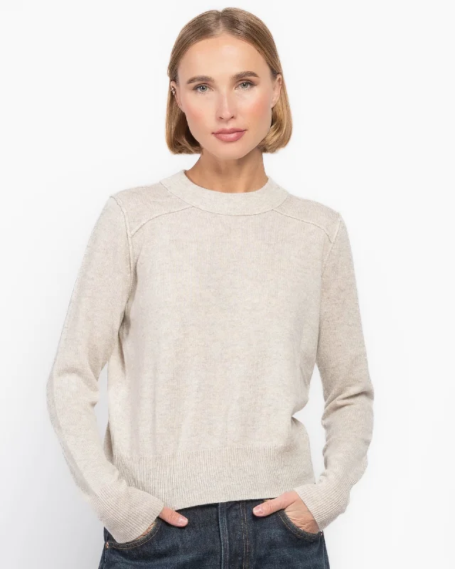 Cropped Reverse Seam Sweater Turtle Neck Boat Neck Asymmetrical Neck