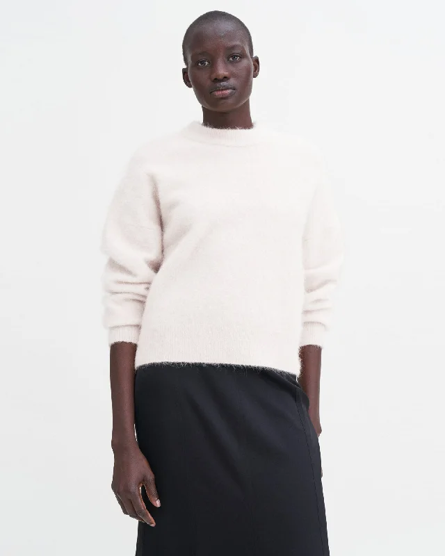 Fluffy Sweater Collared Crew Neck Turtle Neck