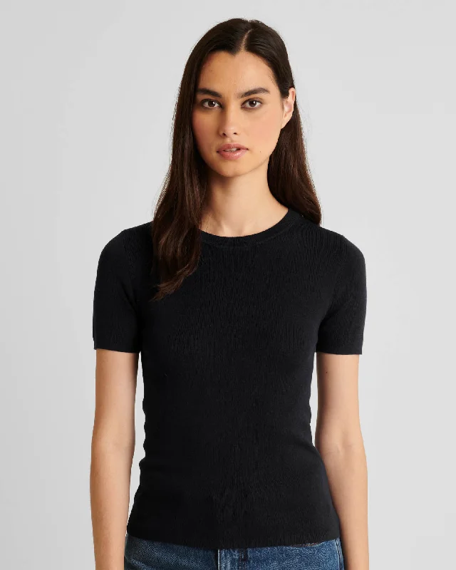 Silk Cashmere Rib Sweater Layered Multi-layer Single Layer