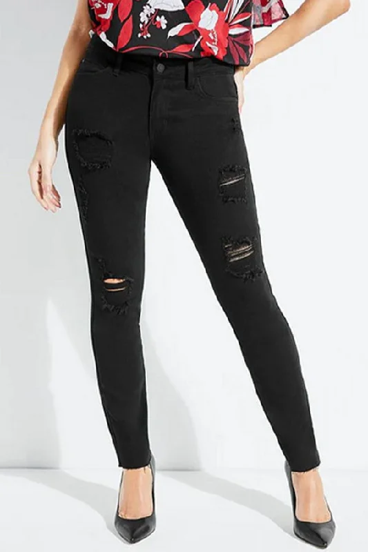 Guess Destroyed Sexy Curve Skinny Jeans Trendy Paperbag Waist Jeans