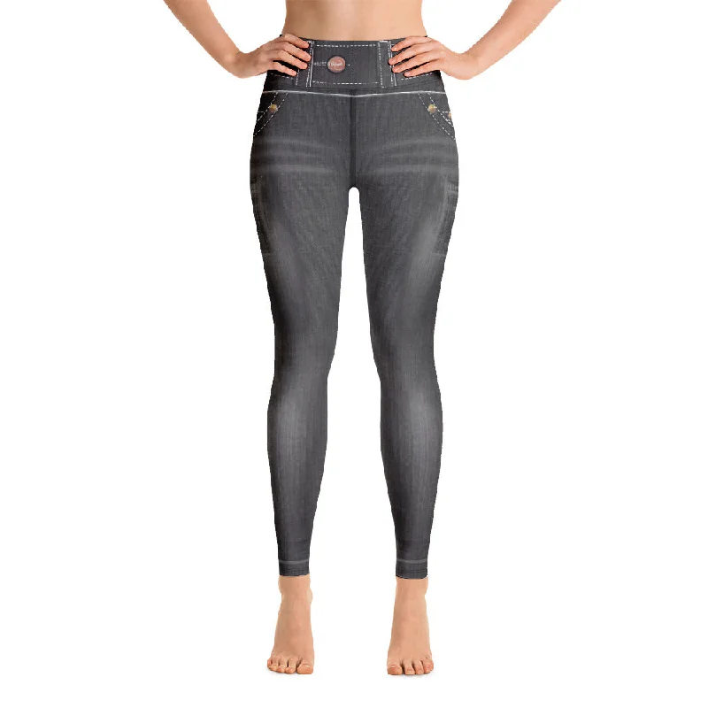 ELEVATED ESSENTIALS, BOOTY BOOSTING HIGH WAISTBAND FADED BLACK JEANS LEGGING Elegant Tapered Leg Denim