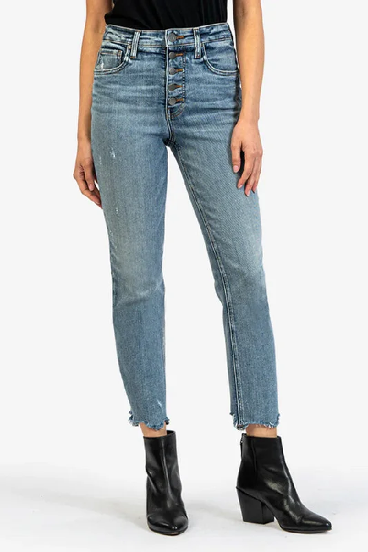 KUT Rachel High Rise Fab Ab Mom Jeans Comfortable Stretch Denim Jeans