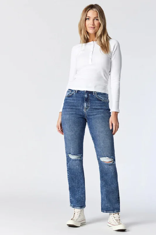 Mavi Barcelona Ripped Jeans Comfortable Full-Length Denim Jeans