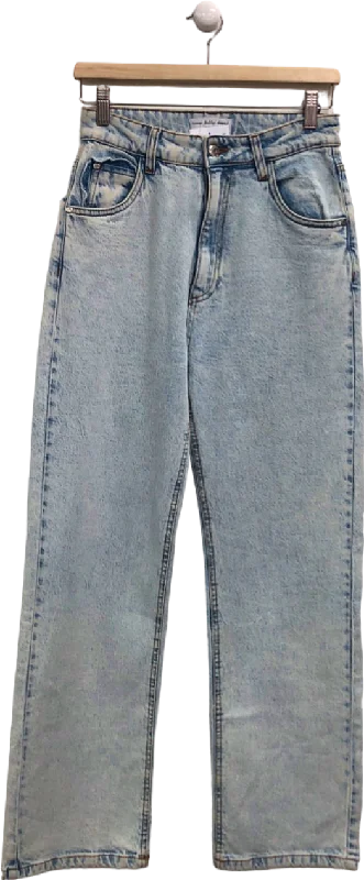 Never Fully Dressed Light Blue Denim Straight Leg Jeans UK 6 Fashionable Raw Hem Bootcut Jeans