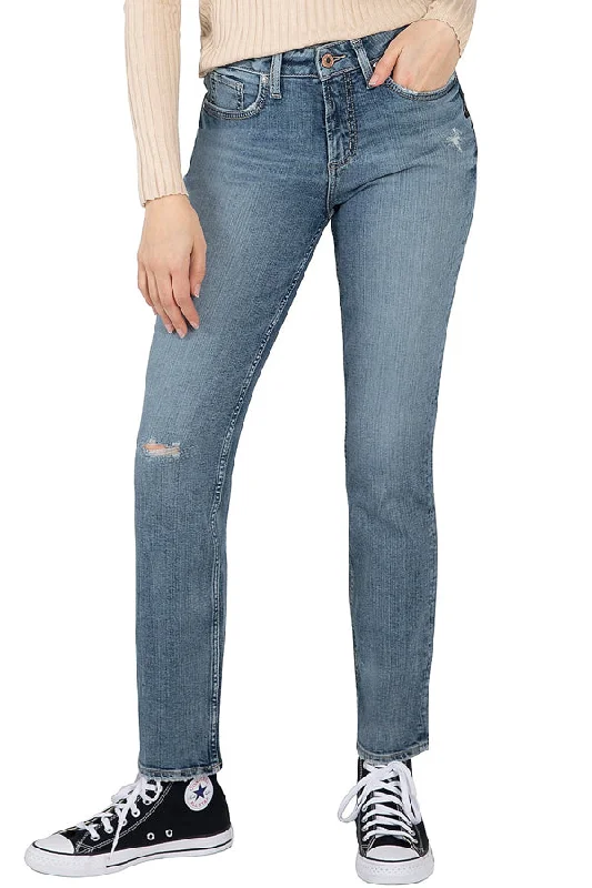 Silver Avery High Rise Straight Leg Jeans Classic Blue Denim Jeans