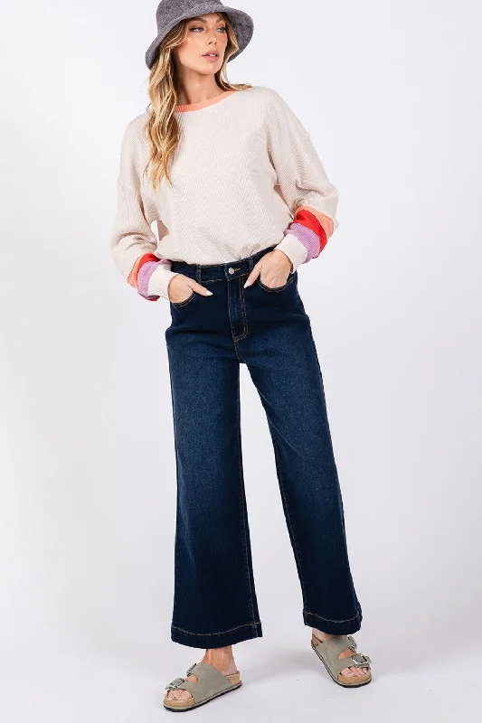 SAGE + FIG High Waist Wide Leg Jeans Cozy Wide-Legged Jeans