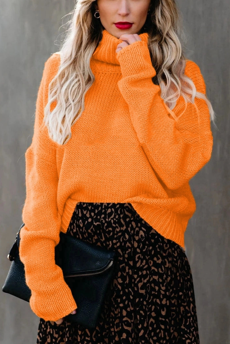 2 Colors - Open Back Turtleneck Sweaters High Neck Crew Neck V-Neck