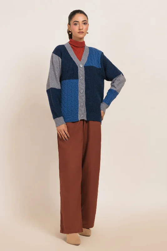 BLUE-V-NECK FULL SLEEVES CARDIGAN SWEATER (24X-005-66) Notch Collar Peter Pan Collar Cowl Neck BLUE-V-NECK FULL SLEEVES CARDIGAN SWEATER (24X-005-66) Notch Collar Peter Pan Collar Cowl Neck