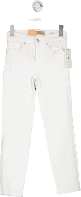 7 For All Mankind White Roxanne Ankle Luxe Vintage Jeans W23 Trendy Paperbag Waist Jeans