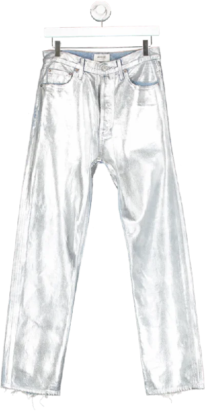 AGOLDE Straight Leg Metallic Jeans W27 Elegant High-Waisted Flared Jeans