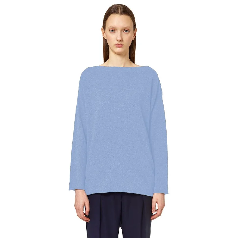 Alpha Studio Light Blue Cashmere Sweater Fitted Slim Tailored