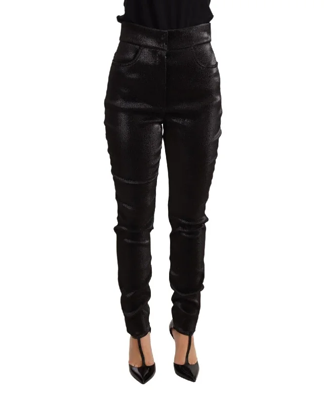 Dolce & Gabbana  Women's Black Skinny Jeans with Shimmery Finish Fashionable Jeggings Style Jeans