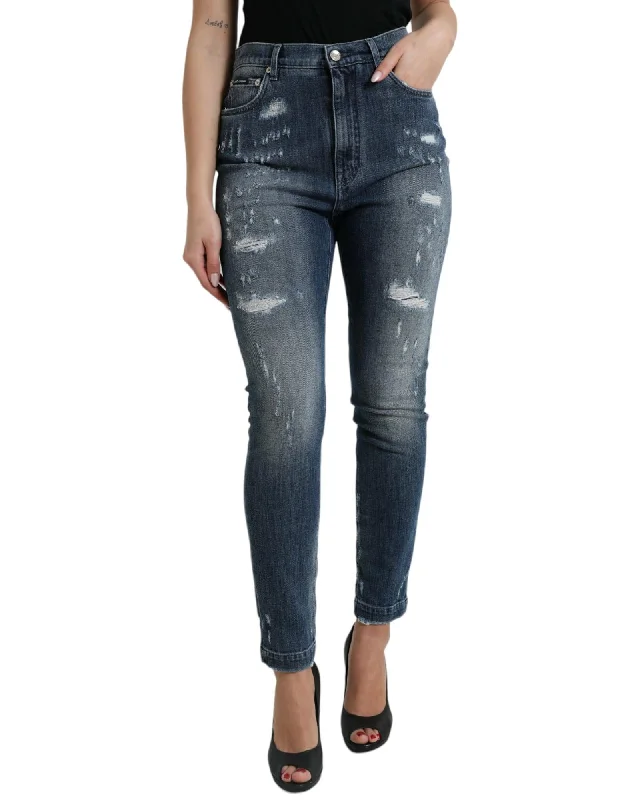 Dolce & Gabbana  Distressed Skinny Jeans for Women Comfortable Jogger Style Jeans