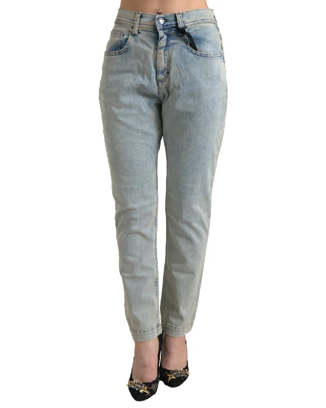 Dolce & Gabbana  Boyfriend Jeans Light Wash Distressed Classic Button Fly Jeans