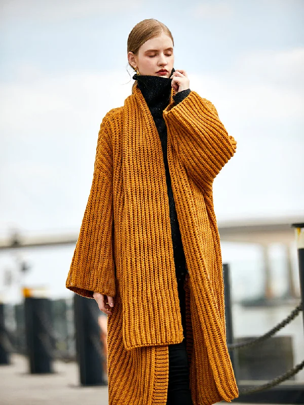 Ashore Boutique Luxury long cardigan thick waxy wool scarf sweater for women Cashmere Blend Cotton Blend Poly Blend Ashore Boutique Luxury long cardigan thick waxy wool scarf sweater for women Cashmere Blend Cotton Blend Poly Blend