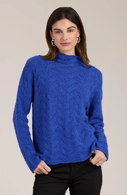 Cashmere Basketweave Sweater - Sapphire Sweater Knitwear Pullover