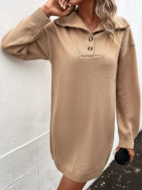 Chic Casual Knit Sweater Dress Spandex Blend Rayon Blend Denim Blend