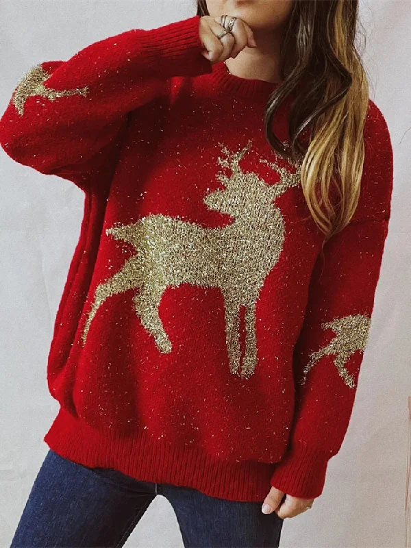 Chic O-Neck Long Sleeve Knitted Christmas Sweater Jersey Fabric Tulle Fabric Batik Fabric Chic O-Neck Long Sleeve Knitted Christmas Sweater Jersey Fabric Tulle Fabric Batik Fabric