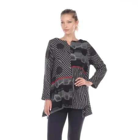 Moonlight Mixed-Print Sweater Knit Tunic - 2964 - Size XL Rayon Fabric Velvet Fabric Corduroy Fabric