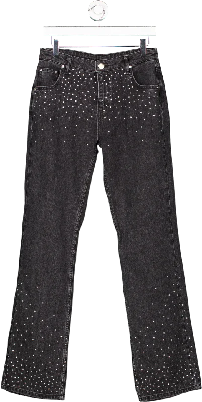 Couture Black Studded Jeans UK 10 Cozy Wide-Legged Jeans