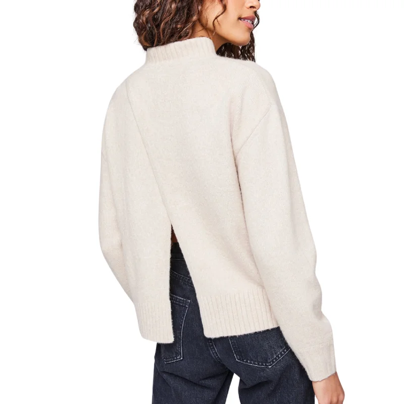 Crane Sweater in Heather Bone Ribbed Striped Patterned
