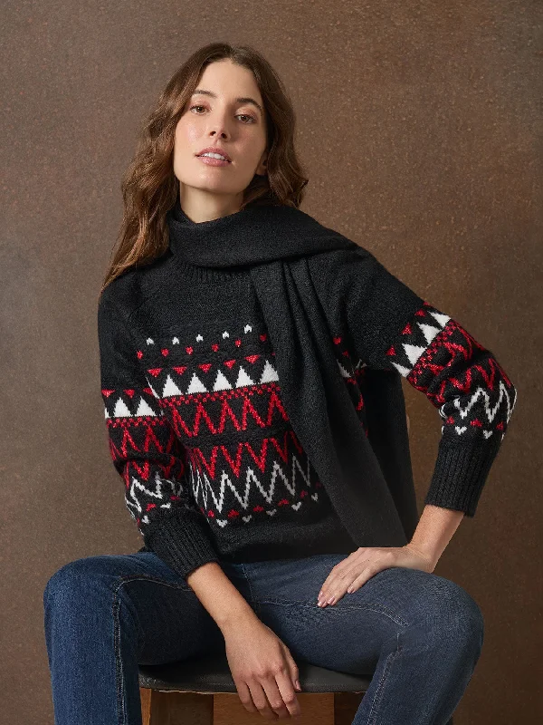 Crew Neck Scarf Sweater Terry Terry Cloth Terry Knit
