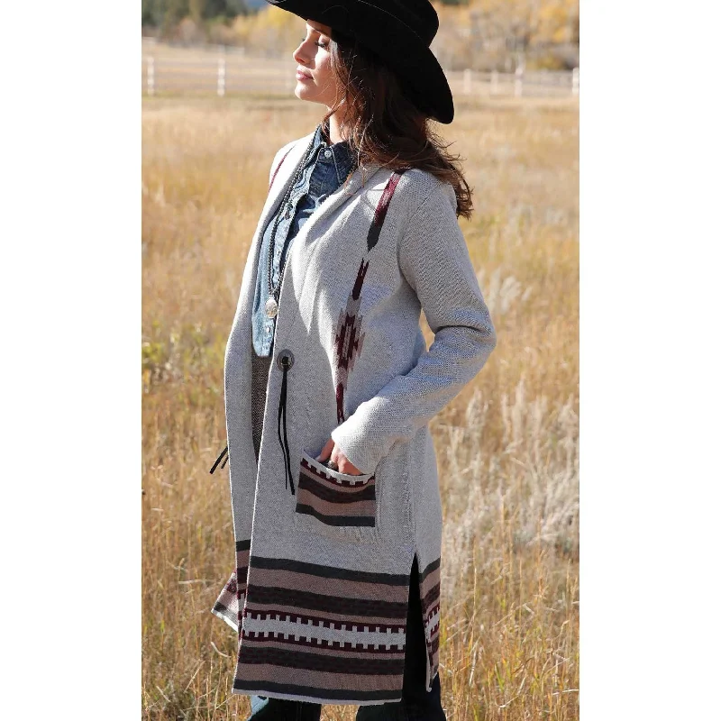 Women's Cruel Girl Sweater Knit Duster Chenille Brocade Lace