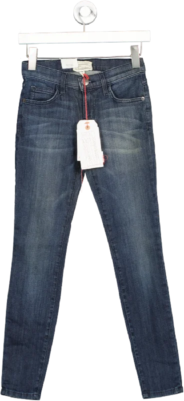 Current/Elliott Blue The Stiletto Jeans BNWT W24 Stylish Stone-Wash Denim Jeans