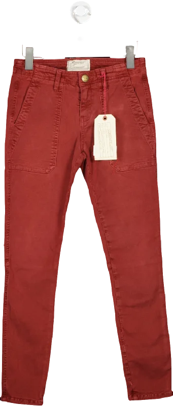 Current/Elliott Dark Red Slim Jeans BNWT W27 Casual High-Waisted Bootcut Jeans