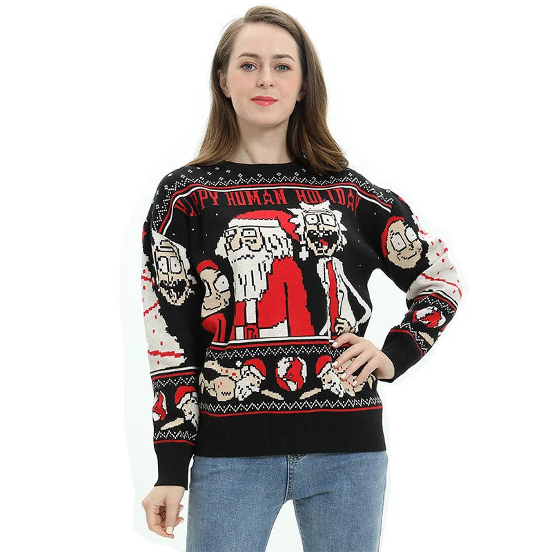 Wholesale custom women sweater men knit pullover ugly Christmas Graphic Sweater Embroidered Appliqued Wholesale custom women sweater men knit pullover ugly Christmas Graphic Sweater Embroidered Appliqued