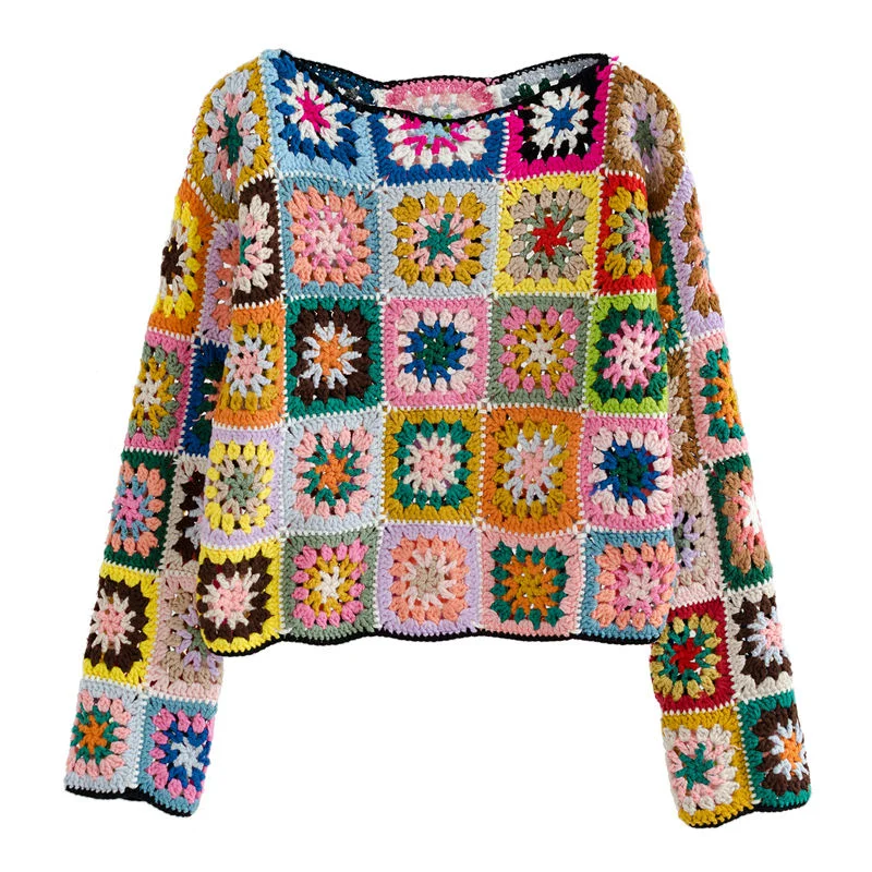 Custom crochet knitwear women sweater wholesale winter pattern Plaid Sweater Polka Dot Checkered Custom crochet knitwear women sweater wholesale winter pattern Plaid Sweater Polka Dot Checkered