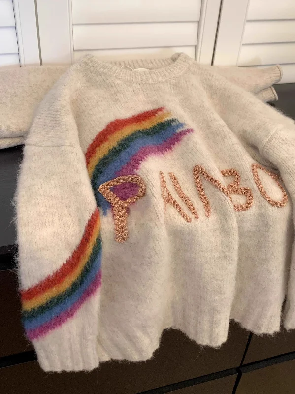 embroidered round neck pullover rainbow sweater for women S5055 Knit Fabric Woven Fabric Fleece Fabric embroidered round neck pullover rainbow sweater for women S5055 Knit Fabric Woven Fabric Fleece Fabric