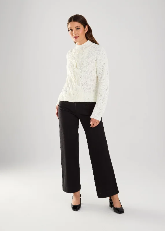 FDJ Embellished Mock Neck Sweater Soft Cozy Warm