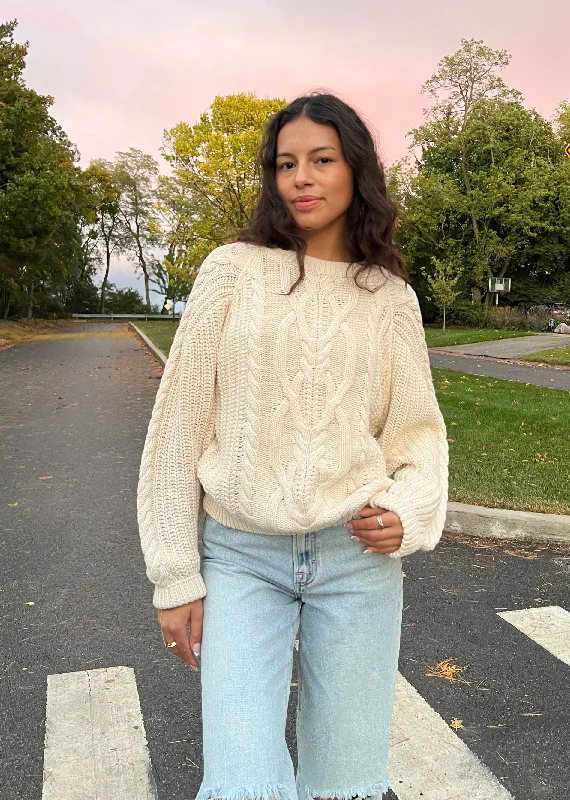 Free People Frankie Cable Knit Sweater ★ Ivory Handmade Hand-knitted Hand-woven