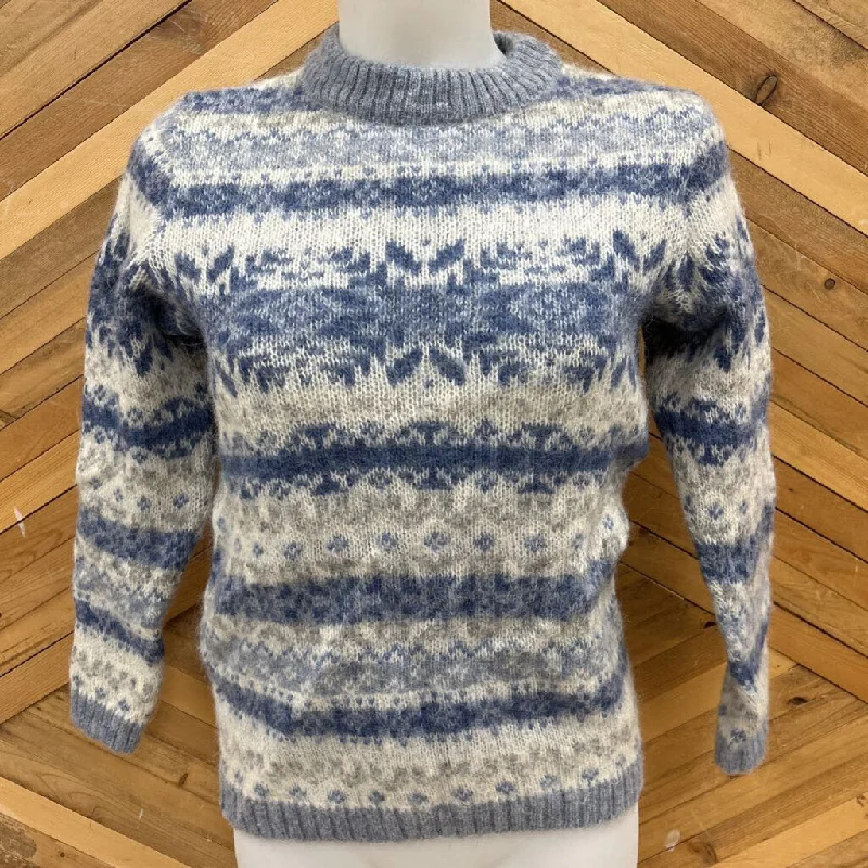 Freyja - Women's Wool Sweater - MSRP $249: Blue/White-women-SM Real Fur Shearling Chenille Freyja - Women's Wool Sweater - MSRP $249: Blue/White-women-SM Real Fur Shearling Chenille