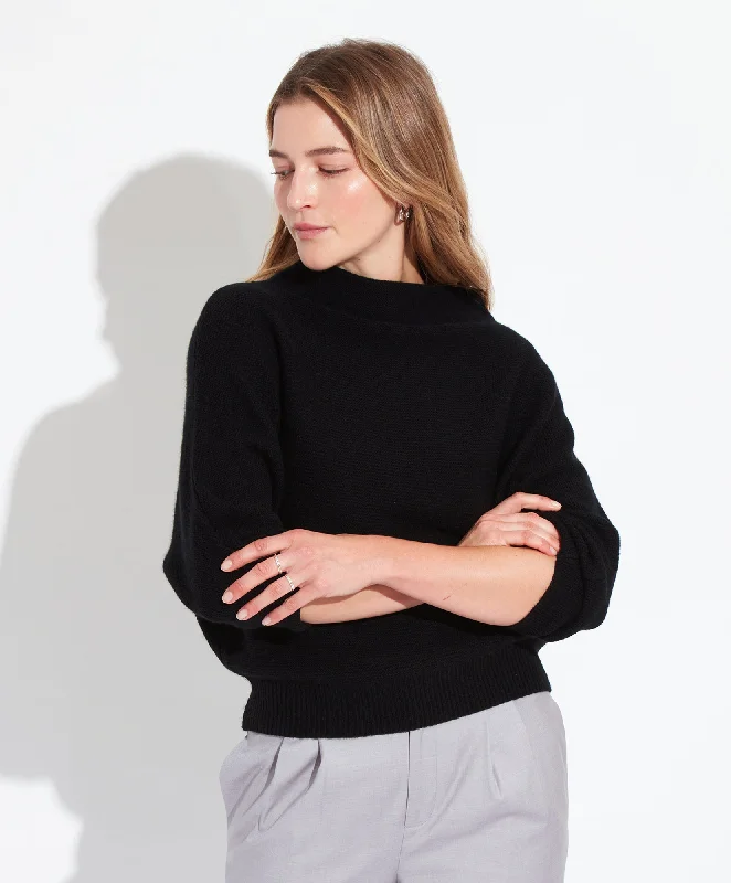 Funnel Neck Sweater Mesh Sweater Canvas Denim