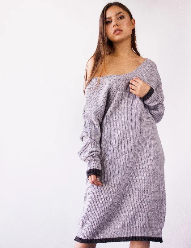 GAIA SWEATER DRESS Hooded Caped Shawl Collar