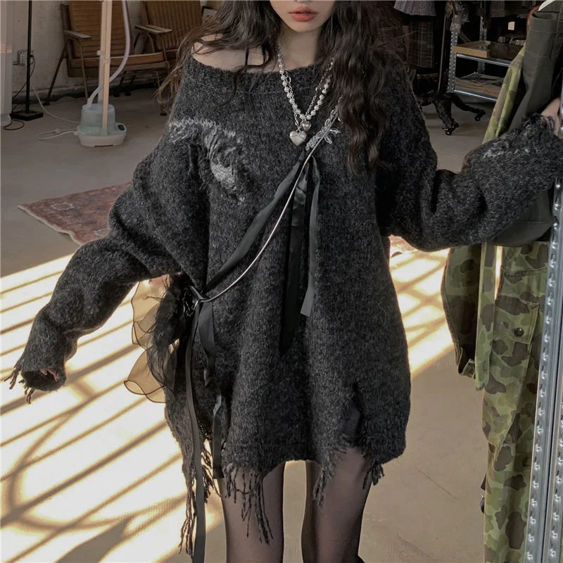 Hole knitted sweater yv30424 High Neck Crew Neck V-Neck