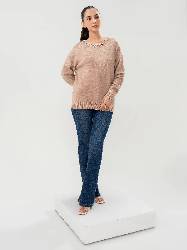 Pearl Woolen Sweater Herringbone Houndstooth Plaid