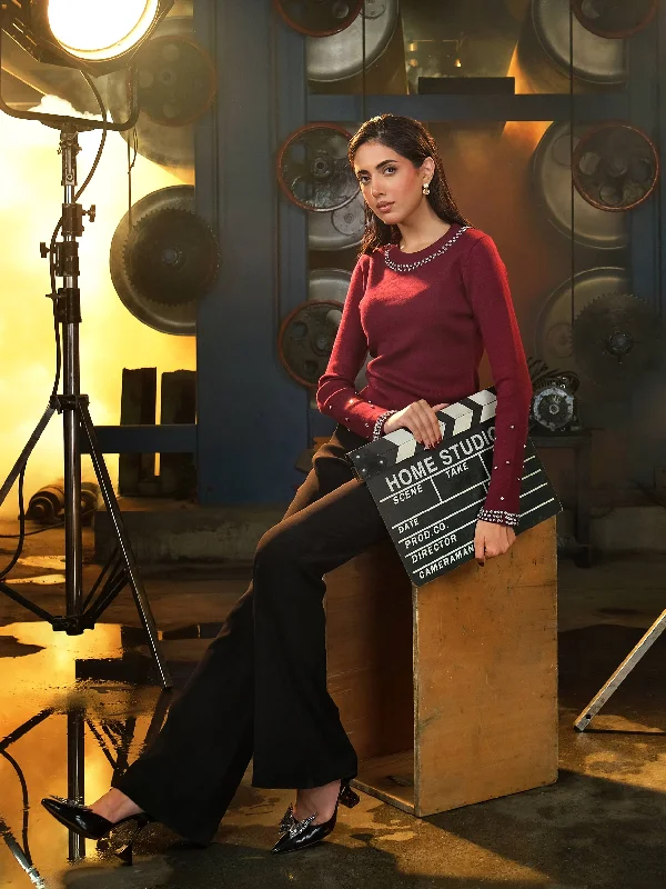 Embellished Woolen Sweater Velvet Chenille Corduroy