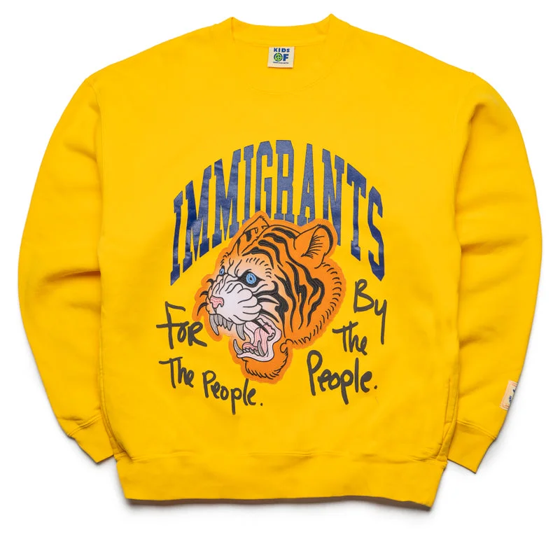 Kids of Immigrants Tiger Sweater - Gold Cashmere Blend Cotton Blend Poly Blend