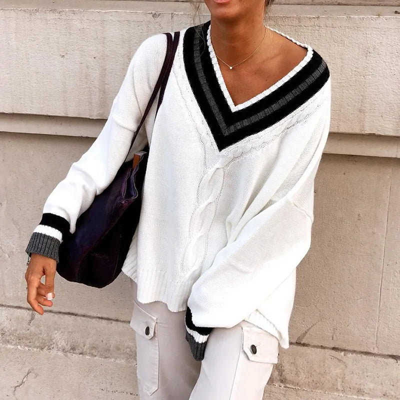 Knitted Splice V Neck Loose Long Autumn Street Winter Sweater Beaded Sweater Sequined Faux Fur Knitted Splice V Neck Loose Long Autumn Street Winter Sweater Beaded Sweater Sequined Faux Fur